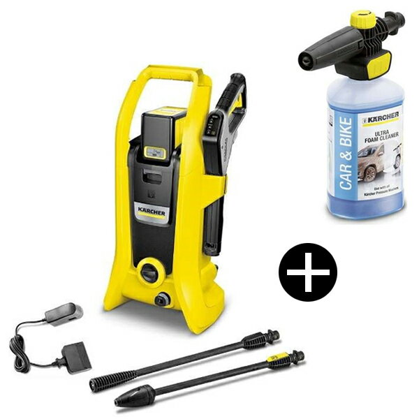 KARCHER(ケルヒャー) K2 コードレス高圧洗浄機 バッテリーセット + 2.643-555.0 ウルトラフォームセット