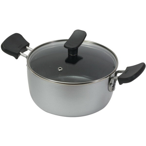 Ih/Gas Compatible - パール金属 チーノ ふっ素加工IH対応ガラス蓋付両手鍋18cm HB-6562