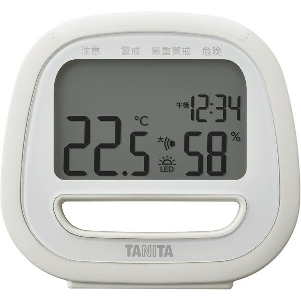 温湿度計 デジタル 電池式 タニタ TC-422-IV アイボリー TANITA アラーム音 イラスト表示 LED点滅 暑さ指数 4段階 乾燥指数 2段階 温度 湿度 据え置きタイプ 室内環境 暑さ対策 体調管理 室温管理 プレゼント ギフト