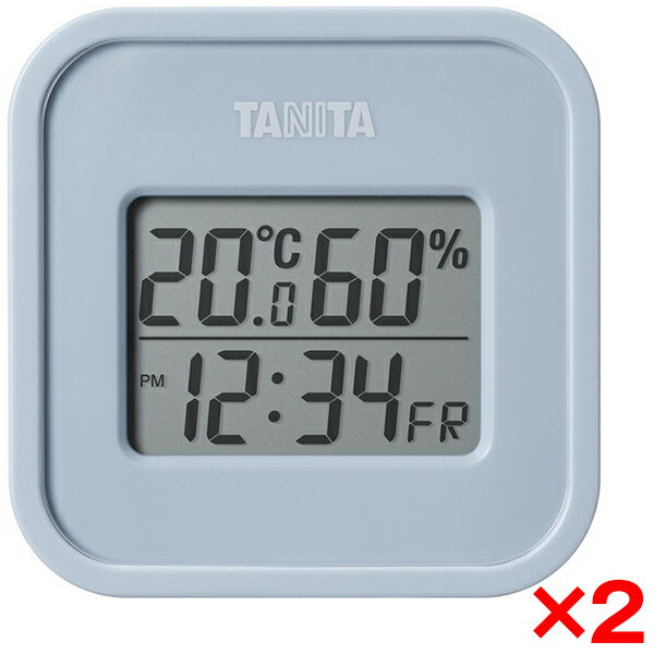 【2個セット】 温湿度計 デジタル 電池式 タニタ TT-588-BL ブルーグレー TANITA 温度 湿度 時計 カレンダー メモリー機能 最高温湿度 最低温湿度 暑さ対策 玄関 寝室 洗面所 キッチン 台所 体調管理 室温管理 プレゼント