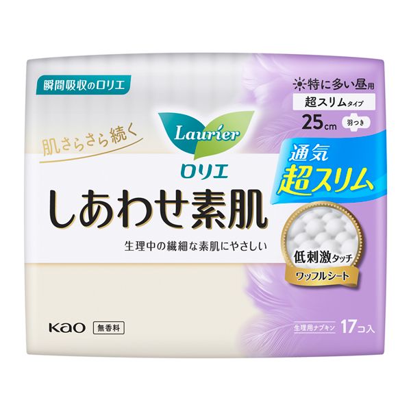 【対象商品に使える300円OFFクーポン配布中5/16まで】ロリエ しあわせ素肌 スリム 特に多い昼用 羽つき 17コ入 花王