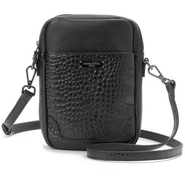 【エントリーでP5倍!20日20:00-27日1:59】 monte SPIGA モンテスピガ クロコ型押し牛革ショルダーバッグ MOSMTP019SBK
