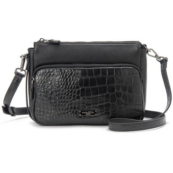 【エントリーでP5倍!20日20:00-27日1:59】 モンテスピガ クロコ型押し牛革ショルダーバッグ MOSMTP028BK monte SPIGA