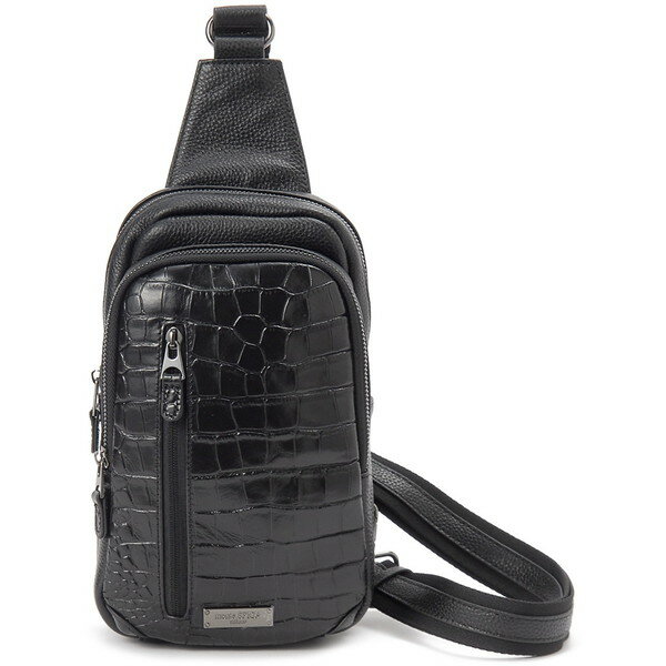 【エントリーでP5倍!20日20:00-27日1:59】 モンテスピガ クロコ型押し牛革ショルダーバッグ MOSMTP022BK monte SPIGA