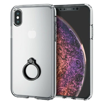 ELECOM PM-A18BHVCRBK iPhone XS ハイブリッドケース リング付 ブラック