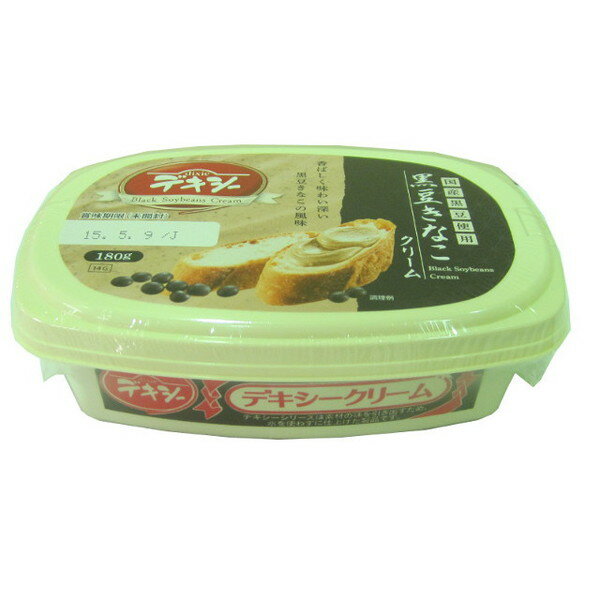 ご注文前にご確認ください※ 12時から14時の時間帯指定はできません。ご指定の場合は14時から16時にて手配いたします。商品説明★ 国産黒大豆を使用し、きなこの風味を生かした香ばしく味わい深いクリームです。なめらかな口溶けが黒豆きなこの風味を引き立てています。※メーカーの都合により、パッケージ・仕様・成分・生産国等は予告なく変更になる場合がございます。※上記理由でのご返品はお受けできませんので、事前お問合せなどご注意のほど宜しくお願いいたします。スペック* 総内容量：180g* 商品サイズ：90×140×50* 原材料：食用油脂(加工油脂、植物油脂)、糖類(砂糖、乳糖、ぶどう糖、粉末水あめ)、きなこ(国産黒大豆)、乳等を主要原料とする食品、食塩、乳化剤、(原材料の一部にごま、大豆を含む)* 生産国：日本* 単品JAN：4978931200607
