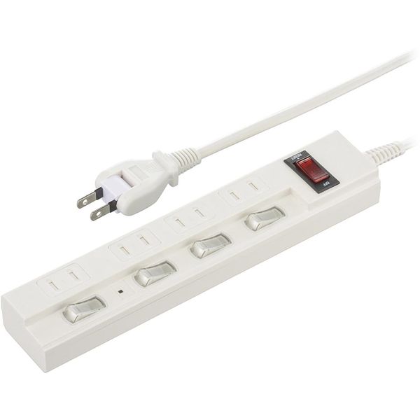 【エントリーでP5倍!20日20:00-27日1:59】 オーム電機 HS-TPKV45W-22 [節電タップ 雷ガード/ブレーカー付 4個口 5m]