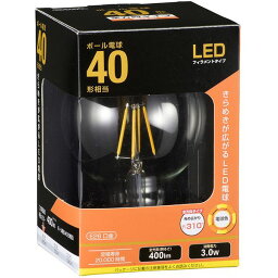 オーム電機 LDG3L C6 [LEDフィラメントタイプボール球 E26 40形相当 電球色]