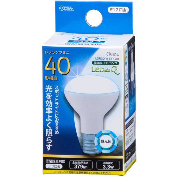 【6/10限定 エントリー＆抽選で最大100%Pバック】 オーム電機 LDR3D-W-E17 A9 [LED電球 ミニレフランプ形 E17 40形相当 昼光色]