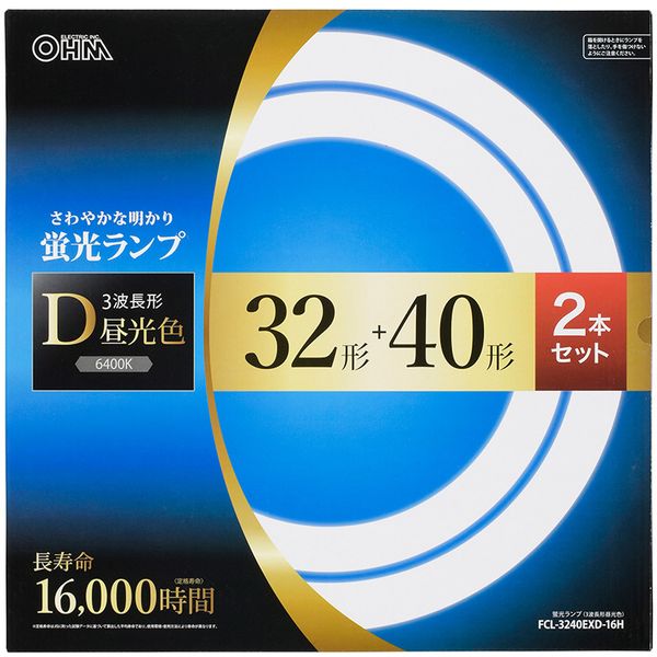 商品説明★ 白を引き立たせ、学習や新聞などを読むときに文字がはっきり見えます。・定格寿命16000時間(約8年)の長寿命 ※年間2000時間(1日約5.5時間)使用の場合・32形+40形(各1本)セットスペック* 32形+40形* 光色: 3波長形昼光色* 口金: G10q* 全光束 (ランプ単体の明るさ): 32形…2000lm、40形…2900lm* 定格寿命: 16000時間* 色温度: 6400K* 適合点灯管: 32形…FG-5P/FE5P、40形…FG-4P/FE4P* 寸法(ガラス管径): 32形、40形…29mm* 寸法(外径): 32形…298mm、40形…370mm* 質量: 32形…169g、40形…218g* セット内容: 32形+40形※ 日本国内用