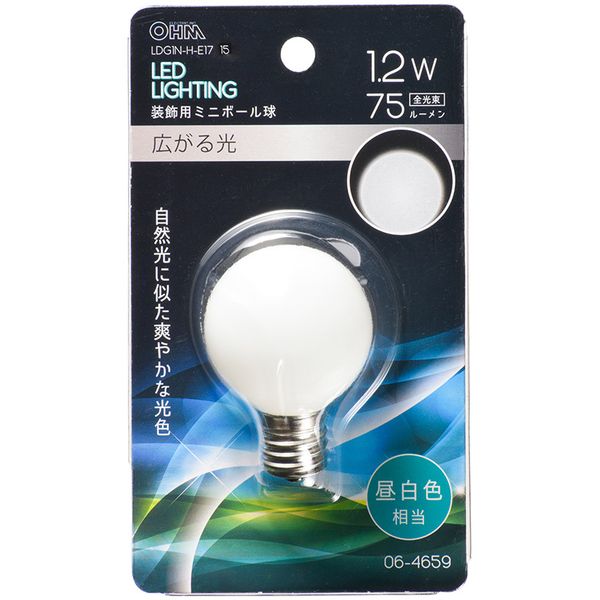 【エントリーでP5倍!20日20:00-27日1:59】 オーム電機 LDG1N-H-E17 15 [LEDミニボール球 装飾用 G40/E1..