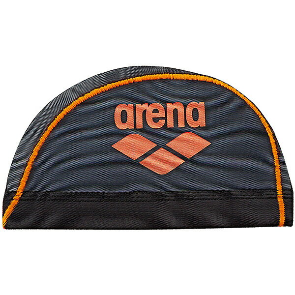 【大感謝祭限定!エントリー&抽選で最大300%Pバック】アリーナ アリーナロゴメッシュキャップ 水泳帽 スイムキャップ ブラック Fオレンジ M ARN6414 BFOG M ARENA