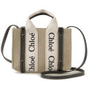 Chloe クロエ トートバッグ ショルダーバッグ ミニ ウッディ ブルー ホワイト CHC22AP237 I26 91J WOODY MINI TOTE & ...