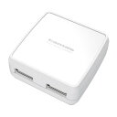 商品説明★ Smart Power SeLectで最適充電★ USB-Aポートに接続した機器(iPhone/iPad/スマートフォン/タブレット)をICが自動で見分けて、最適な電流で充電をおこないます。★ 機器に合わせて接続ポートを選択する必要がなく快適に使用できます。★ 2台の機器を同時に充電可能な2ポートタイプのAC充電器★ 合計最大充電出力2.4Aの高出力でスマートフォンの急速充電に対応※パッケージデザイン等は予告なく変更されることがあります【注意事項】・仕様および外観は、性能改良のため予告なく変更することがあります。スペック* 商品サイズ：幅70×奥行26×高さ180mm* 内容量：1個* 材質…本体ケース:PC、ABS