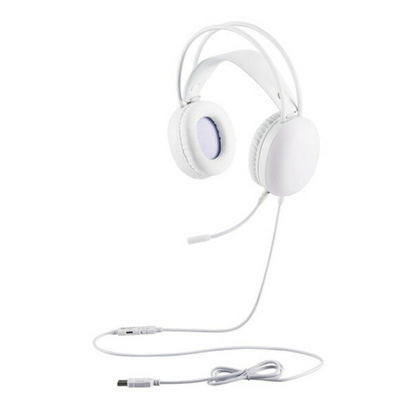 HS-G09SUWH ELECOM ホワイト [ゲーミングヘッドセット (有線 USB A接続 RGB LED搭載 両耳オーバーヘッド 単一指向性 マイク付き)]