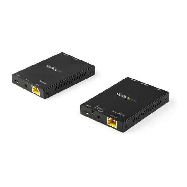 商品説明★ カテゴリ6ケーブル使用HDMIエクステンダ。1本のカテゴリ6ケーブルで4K/60Hz信号を最大で50mまで延長します。ハイダイナミックレンジ(HDR)をサポートし、高品質ビデオと高コントラスト比イメージを伝送します。★ 驚きの4K画質このイーサネットHDMIエクステンダは、HD(1080p)画質の4倍にあたる4K 60Hz(3840 x 2160)の解像度に対応しています。HDMI 2.0をサポートし、4:4:4クロマサブサンプリングで動画コンテンツの配信に適した鮮明な画質を保持します。HDRサポートにより、コントラスト比、カラー輝度、明度の高い画像を楽しむことができます。★ 長距離伝送このHDMI - CAT6コンバータは、壁や天井に通してある既存のカテゴリ6ケーブルに直接接続できるため、新しくHDMI伝送用の工事コストがかかりません。最大で50mまでHDMI信号を手軽に延長できるソリューションです。★ HDCP 2.2デバイス対応HDCP 2.2準拠のエクステンダは、ブルーレイプレーヤやオンラインストリーミング機器などのHDMI対応デバイスから高解像度機能を引き出します。安心してHDMI 2.0対応機器/ディスプレイを接続することができます。★ StarTech.comでは、本製品に2年間保証と無期限無料技術サポートを提供しています。スペック* 製品タイプ: 中継機器* コネクタA: RJ-45、HDMI [19ピン]* コネクタB: RJ-45、HDMI [19ピン]* AV入力: HDMI* AV出力: HDMI* 配線: Cat6 UTP* オーディオ: 対応* 動作温度: 0℃ 〜 40℃* 保存温度: -20℃ 〜 60℃* 湿度: 0% 〜 80 % RH(結露なし)* 最大ケーブル長: 50.3m* 最大距離: 50 m* 最大デジタル解像度: 3840 x 2160(4K) @ 60Hz* 対応解像度: 3840x2160(4K)/60Hz、2560x1600/60Hz、1920x1200/60Hz、1920x1080(1080p)/60Hz、1280x720(720p)/60Hz。これよりも低い解像度やリフレッシュレートにも対応しています。* ワイド画面サポート: あり* オーディオ仕様: 7.1ch サラウンドサウンド* 電力供給方法: 付属ACアダプタ* 入力電圧: 110V-240V AC* 入力電流: 0.3A* 出力電圧: 12 VDC* 出力電流: 1A* DCプラグセンターの極性: ポジティブ* プラグ形状: M* 製品幅: 70 mm* 製品重量: 156 g* 製品長さ: 97 mm* 製品高さ: 1.3 cm* 工場出荷時(パッケージ)重量: 777 g* パッケージの幅: 13 cm* パッケージの長さ: 22 cm* パッケージの高さ: 70 mm* パッケージ内容: カテゴリ6対応HDMI受信機、カテゴリ6対応HDMI送信機、IR ブラスター、IR レシーバ、クイックスタートガイド、ユニバーサルACアダプタ(日本/北米、EU、英国、オーストラリア/ニュージーランド)