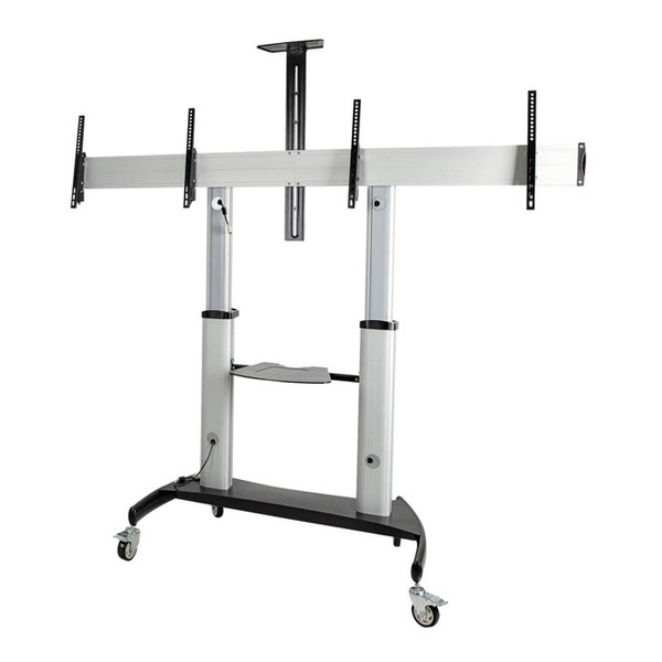 STNDMTVDUO StarTech [テレビスタンド (移動式/2画面/37-60インチディスプレイ/VESA対応/耐荷重各50kg/AV機器用棚板付/高さ調整可能/キャスター付/壁寄せTVスタンド・テレビ台)]