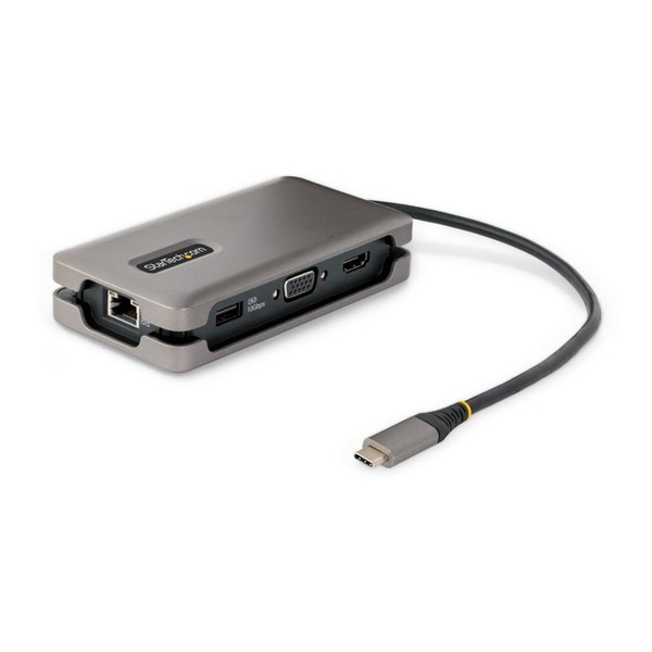 DKT31CVHPD3 StarTech [マルチポートアダプター (USB-C接続/シングルモニター/4K60Hz HDMI 2.0bまたは1080p VGA/100W USB PDパススルー/3x USB ハブ/ギガビットイーサネット(LAN)/32cmケーブル)]