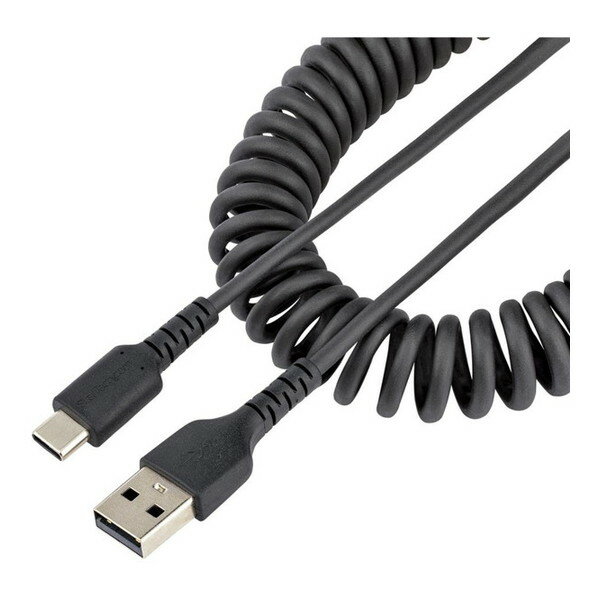 R2ACC-1M-USB-CABLE StarTech [高耐久USB-A-USB-Cケーブル (1m コイル(伸縮)型/アラミド繊維補強/オス-オス/USB2.0 A-USB Type C ケーブル/タイプC 充電 カールコード)](2.0)