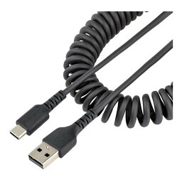 R2ACC-1M-USB-CABLE StarTech [高耐久USB-A-USB-Cケーブル (1m コイル(伸縮)型/アラミド繊維補強/オス-オス/USB2.0 A-USB Type C ケーブル/タイプC 充電 カールコード)]