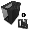NZXT CM-H91EB-01 ブラック H9 Elite 強化ガラスモデル 2層構造ミドルタワーPCケース + AB-RH175-B1 ブラック 垂直型GP...