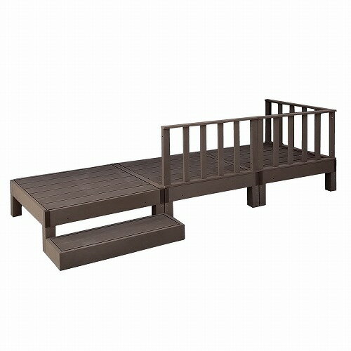 人工木ウッドデッキ ecofeel 3台 ステップ・フェンスセット ダークブラウン PWDE-3P-SFSET-DBR 住まいスタイル メーカー直送