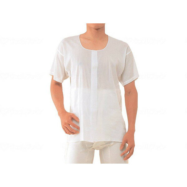 紳士クレープ前開き半袖 ホワイト LL 神戸生絲 CH-1 メーカー直送