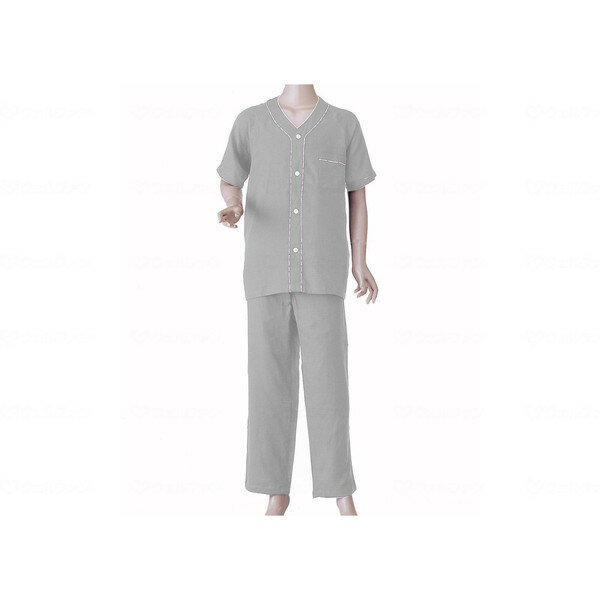 紳士用 楽らくガーゼパジャマ半袖 グレー M 神戸生絲 No.800 メーカー直送