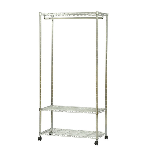 ハンガーラック ワードローブ 2段 スチール スチールラック キャスター付き 収納 大容量 おしゃれ メタル ラック クローゼット YHR-904518 メーカ...