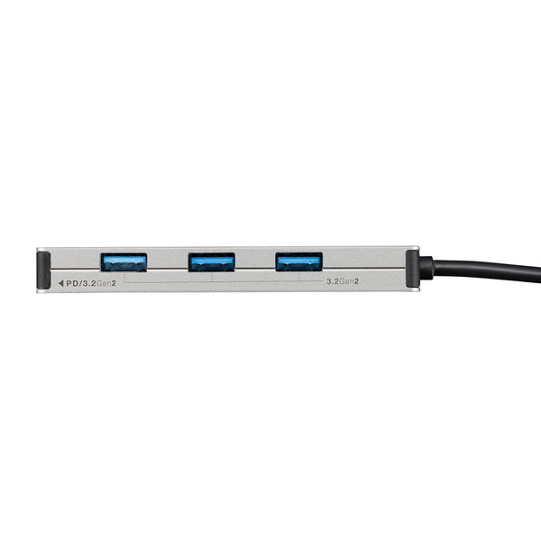 UH-C3334SL PD対応USB3.2G2 4ポート変換アルミハブ/シルバー Nakabayashi