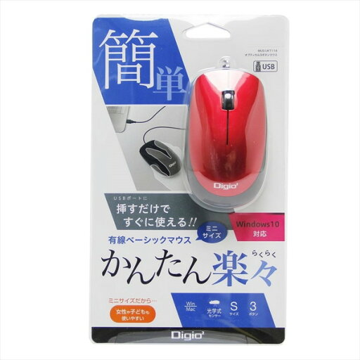 MUS-UKT114R 有線3ボタン光学式マウス/レッド Nakabayashi MUS-UKT114R 有線3ボタン光学式マウス/レッド Nakabayashi