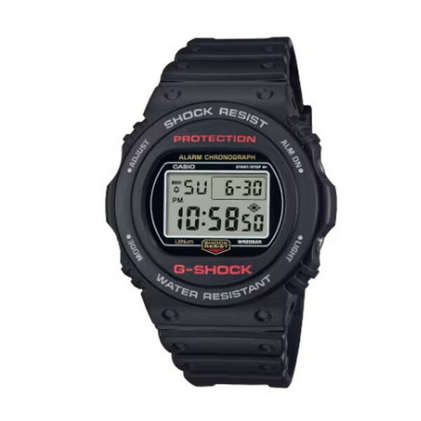 商品説明★ 1987年に誕生したDW-5700Cは、G-SHOCK初期の丸型ベーシックモデルで、日本国内では未発売ながら、有名ミュージシャンの着用もあり世界的に人気を博した伝説のモデルです。そのモデルが過去幾多の復刻を遂げ完全復活。 発売当初のデザイン、ロゴの色に至るまで忠実に再現しました。★ ベーシックモデルに相応しくストップウオッチ、タイマーに加え、LEDバックライトなど実用的な機能を備えます。 スクエアフェイスの5600シリーズと並び、高い人気を誇るベーシックモデル5700シリーズから、原点に立ち戻り必然の復活を果たしたモデルです。* ケースサイズ(縦×横×厚さ)：48.9 × 45.4 × 14.1 mm* 質量：52 g* ケース・ベゼル材質：樹脂* バンド：樹脂バンド* 構造：耐衝撃構造(ショックレジスト)* 防水性：20気圧防水* 電池寿命：約5年* ストップウオッチ：1/100秒、1秒、24時間計、スプリット付き* タイマー：セット単位/1秒、最大セット/24時間、1秒単位で計測、オートリピート* アラーム：マルチアラーム・時報* 報音フラッシュ機能：アラーム/時報/タイマー連動発光* ライト：LEDバックライト(スーパーイルミネーター、残照機能付き)* ライトカラー：LED ホワイト* カレンダー：フルオートカレンダー* 精度：平均月差±15秒* その他機能：12/24時間制表示切替