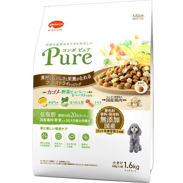 日本ペットフード コンボピュアドッグ低脂肪1.6kg×8