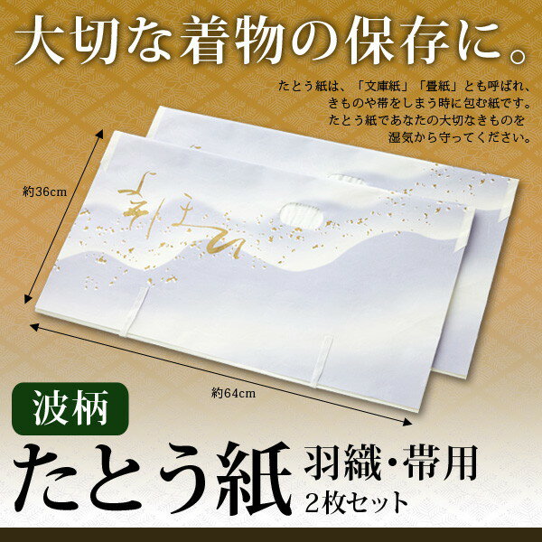 1007982 たとう紙 波柄 羽織・帯用 2枚セット アイメディア