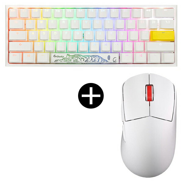 Ducky dk-one2-pro-rgb-mini-pw-silver One 2 Pro Mini RGB Pure White Cherry Speed Silver RGB ゲーミングキーボード(英語配列 / 有線) + Sprime sp-pm1-white ワイヤレスゲーミングマウス セット