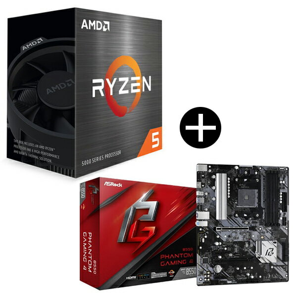 【国内正規品】 AMD Ryzen 5 5500 Wraith Spire Cooler CPU ASRock B550 Phantom Gaming 4 ATXマザーボード セット