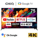 er 75C` X}[ger zM ng 75^ O[Oer tLEDer LAN Dolby Audio Bluetooth GoogleAVX^gΉ Ǌ|Ή X}zA NETFLIX YouTube Google TV JU75G7EG CHiQ