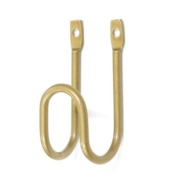 商品説明★ 壁面を演出する収納金具「Kabette(カベッテ)」のJ型フックです。 おしゃれな収納を作る事が出来ます。 線材を利用した金具なので、見た目もスッキリ!シンプルなデザインでお部屋にマッチします。 帽子などの小物をかける際に便利です。 壁にビスで固定してお使いください。★ 用途お部屋、玄関、キッチン、洗面所など、オシャレな収納空間を作る事ができます。★ 注意平面でご使用ください。金具を取り付ける壁が重荷に耐えられるかご確認ください。 防水、防滴処理は施されておりません。素材の特性上、高温多湿や水濡れにより変色や腐食、サビが発生します。 危険物、貴重品、こわれやすい物は収納しないでください。 誤使用による事故には、一切責任を負いかねます。 製造の都合上、若干サイズの誤差が生じますのでご了承ください。スペック* カラー：真鍮色* 商品サイズ：丸棒太さ(mm)：φ4穴サイズ(mm)：φ4寸法A(mm)：36寸法B(mm)：28寸法C(mm)：26寸法D(mm)：65* 材質：スチール(焼付塗装)* 付属品：木ネジ/3.5×16・2本
