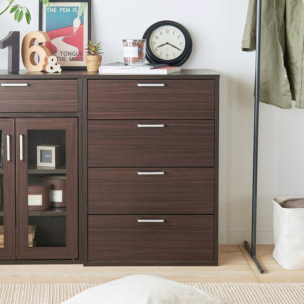 FUL-8055HDK 白井産業 DK色 [シンプル4段チェスト (幅56.6cm高さ80cm)] メーカー直送 [3]