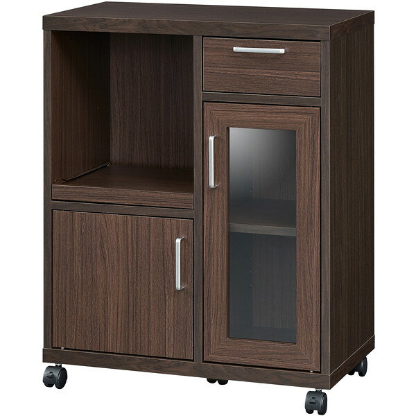 FUL-8065SLDK 白井産業 ダークブラウン [カウンターワゴン食器棚 (幅64cm高さ80cm)] メーカー直送 [2]