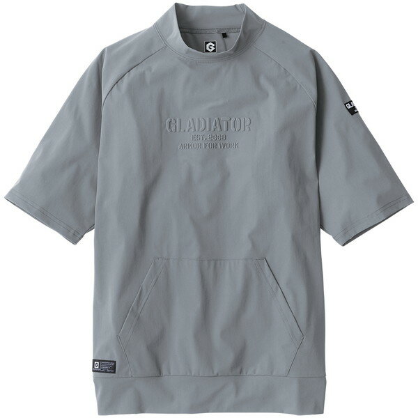 G-7527 グレー M コーコス 冷感ストレッチ [モックネック半袖シャツ]