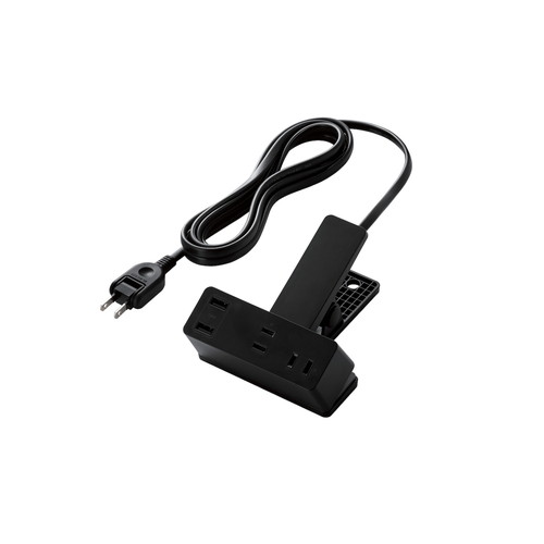 T-U05-3225BK ELECOM 電源タップ 延長コード USB付き 2.5m (コンセント×3 USB A×2) クリップ式 雷ガード ほこり防止シャッター ブラック