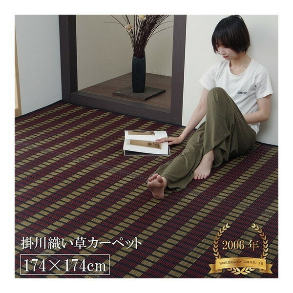 Character Pattern - 1080360030202 【福岡県品評会最優秀賞】敷物 国産 日本製 純国産 い草 掛川織 花ござ 抗菌防臭 自然素材 モダン ブラック 江戸間2畳 約174×174cm イケヒコ・コーポレーション メーカー直送
