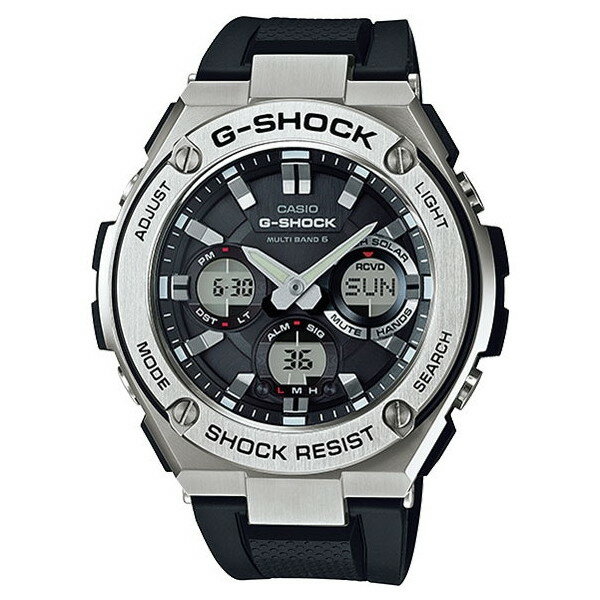 腕時計 時計 CASIO カシオ G-SHOCK メンズ GST-W110-1AJF Gショック GSHOCK ジーショック ブラック 黒 シルバー G-STEEL ソーラー充電 ウォッチ 誕生日 新生活 父の日 クリスマス プレゼント ギフト GSTW1101AJF