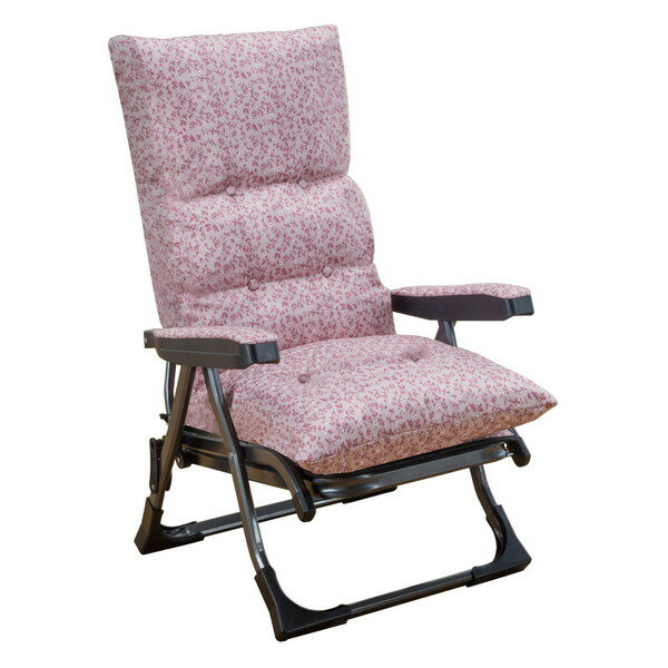 【エントリーでP5倍!20日20:00-27日1:59】 NEWくつろぎのリクライニングアームチェアDXII マーガレット柄 ピンク(0411280) ファミリー・ライフ メーカー直送