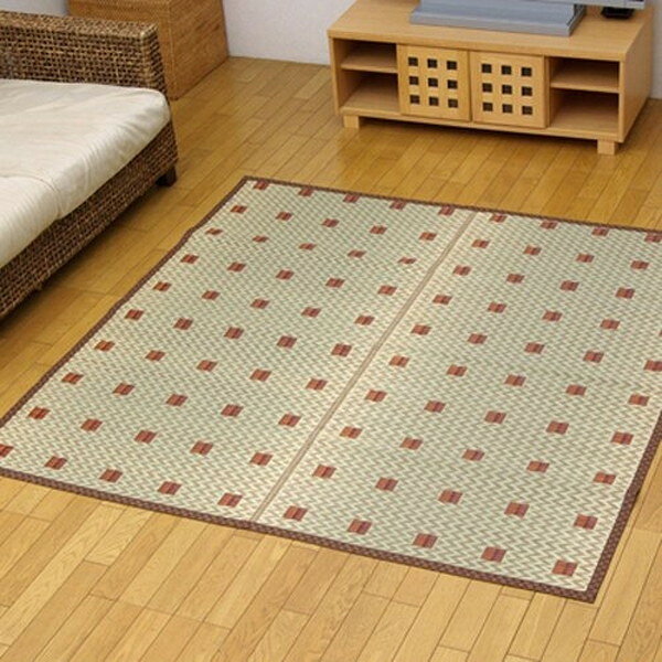 Rattan - 1081790060502 純国産 い草花ござ 『飛鳥』 ブラウン 江戸間4.5畳(約261×261cm) イケヒコ・コーポレーション メーカー直送