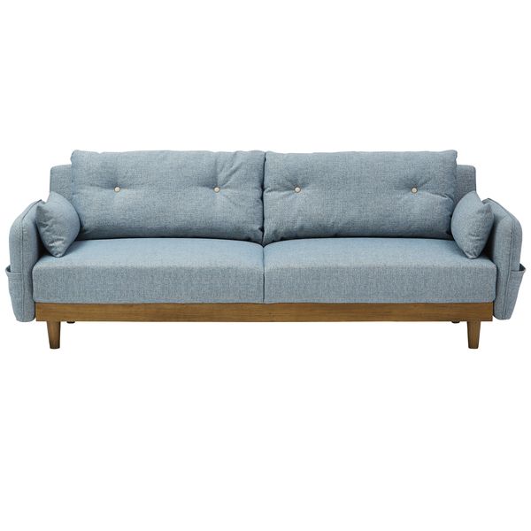 関家具 332019 ソファベッド ノイン BL メーカー直送 ソファベッド ノイン ソファ 3P 3人掛け ベッド 関家具 ファブリック 布張り 収納付き クッション付き 北欧 シンプル ナチュラル