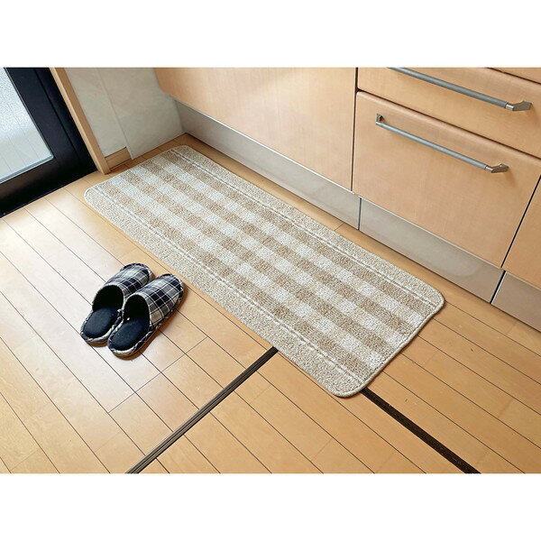 6455 日本製キッチンマット スターライン 45×120cm ベージュ マルナカ メーカー直送