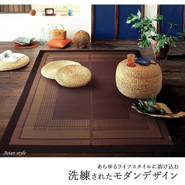 1050790191202 ラグ マット 国産 純国産 日本製 い草 モダン 抗菌防臭 自然素材 ネイビー 約95×150cm イケヒコ・コーポレーション メーカー直送 [3]