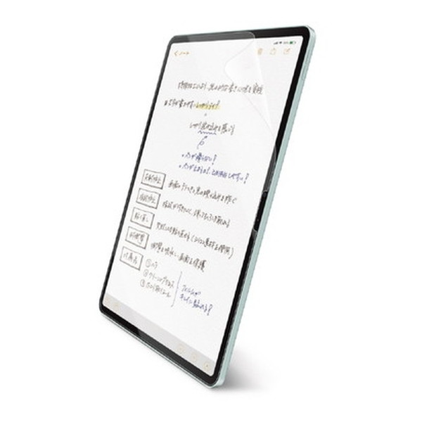 商品説明★ 13インチiPad Air(M2)の画面を傷や汚れから守る、指紋防止、反射防止タイプの紙心地フィルムです。★ 特殊構造により、しっかりとしたペンの沈み込みを実感できる「文字を書く」ことにこだわったフィルムです。★ ペン先が滑らずしっかり止まるため、文字特有のとめ・はねの表現がしやすく文字を美しく書くことが可能です。★ 時間の経過とともに気泡が目立たなくなる特殊吸着層を採用したエアーレスタイプです。★ 小さな気泡ができたときには、指などで押し出すことで気泡を抜くことができます。★ 指紋が付きにくく、残った場合でも簡単に拭き取れる指紋防止加工を施しています。★ フィルムを貼ったままでも本体操作ができるタッチスクリーン入力に対応しています。★ 貼り付け面にシリコン皮膜をコーティングし、接着剤や両面テープを使わずに貼り付け可能な自己吸着タイプです。貼りやすく、貼り直しも可能です。★ 端末の形状に合わせたサイズにカット済みなので、パッケージから取り出してすぐに使用可能です。★ 貼り付けの際ズレ防止の固定シールが付いており、位置決めが簡単。貼り付け面はセパレートカット構造のため貼り付け易い加工になってます。※フィルムを画面に貼り付けると薄く痕が残ったように見えますが、時間がたつと目立たなくなります。★ フィルムがキレイに貼れる専用ヘラと、クリーニングクロス、ホコリ取りシールが付属しています。★ メーカー環境認定基準を1つ以上満たし、『THINK ECOLOGY』マークを表示した製品です。★ 環境保全に取り組み、製品の包装容器が紙・ダンボール・ポリ袋のみで構成されている製品です。スペック* 対応機種: 13インチiPad Air(M2)* セット内容: 画面保護フィルム(紙心地、反射防止、文字用、しっかりタイプ)×1、ホコリ取りシール×1、クリーニングクロス×1、ヘラ×1* 材質…・接着面: シリコン・外側: PET* 生産国: 韓国